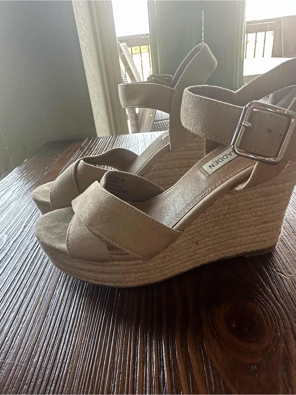 Steve Madden Beige Espadrille Wedge Sandals
